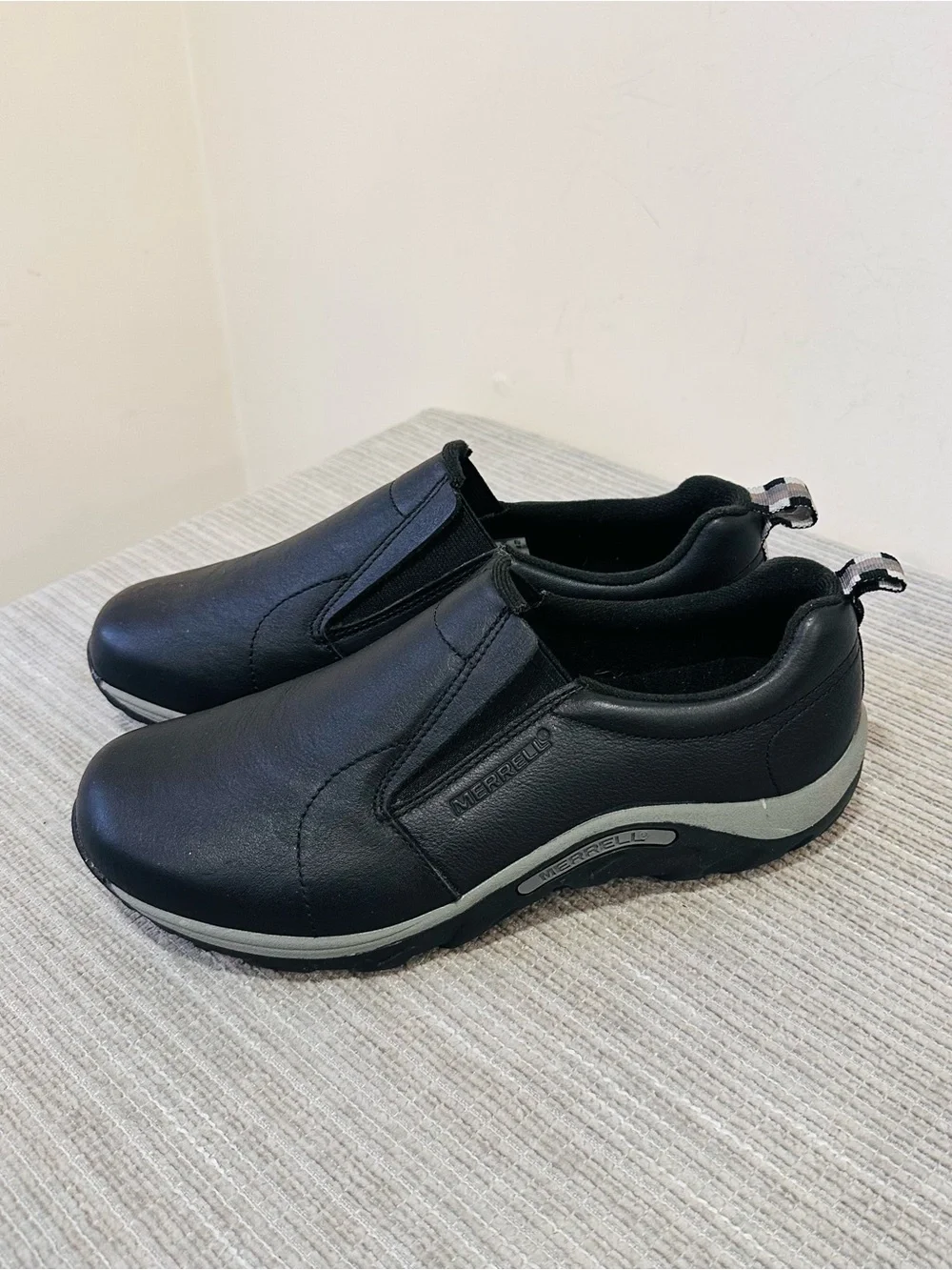 Merrell Jungle Moc Leather Black Kids Youth Size US 7M UK 6 EU 38 Slip On Shoes